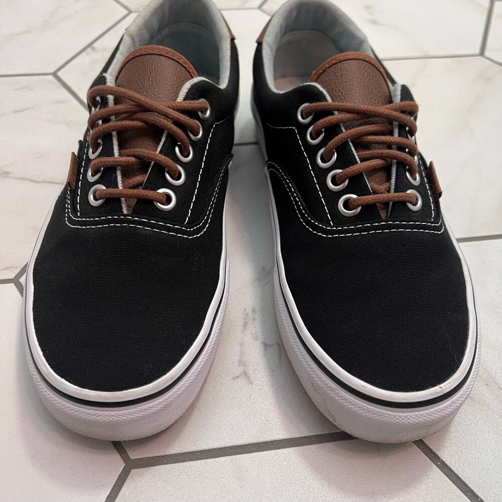 Vans Era 59 Black Canvas Leather Detail Sneaker Shoe Size 8 Women - Picture 3 of 9